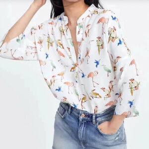 Zara flamingo / bird blouse size S